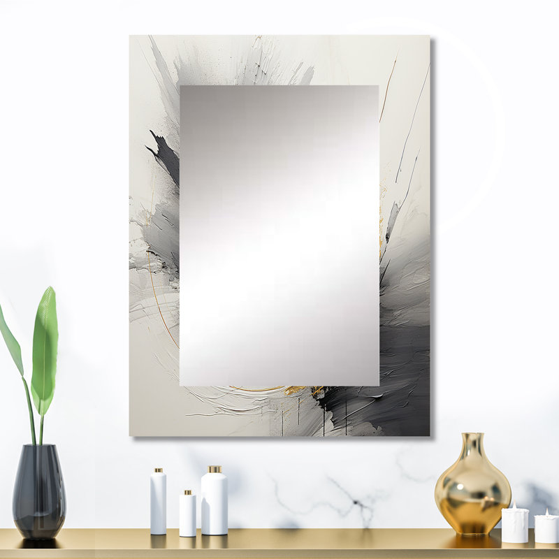 Infinite Motion III - Abstract Spirals Decorative Mirror, Gray Large Wall Mirror, Printed Metal Art, 32" x 24"