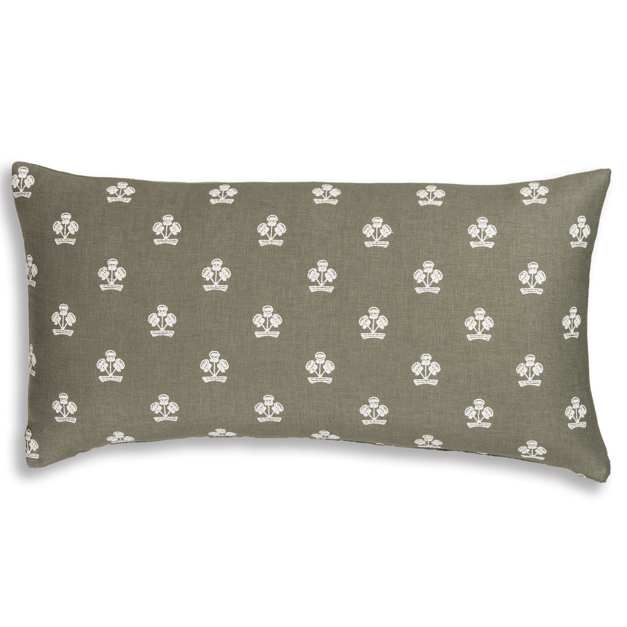 Hamachi Polyester Throw Square Pillow Cover & Insert, Rectangle 14"H x 26"W, Polyester, Sage Floral 1