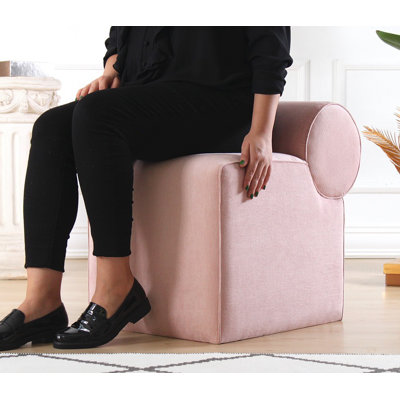 Élégant pouf rose avec housse 100% coton, 17,7 x 22,0 x 23,6 pouces | Comprend 35 éponges orthopédiques (épaisseur: 2,4 pouces) et des pieds cachés recouverts de PVC | Idéal pour le salon, la chambre à coucher ou les espaces pour enfants, confortable et chic
