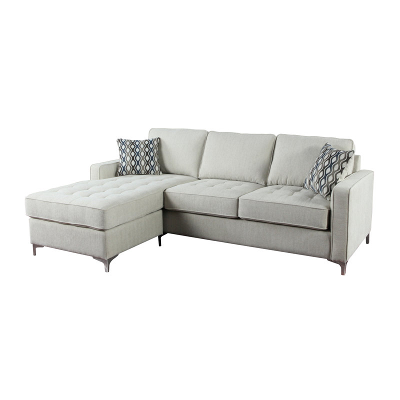 Canapé et chaise longue réversible de 93 po Galinda, 100 % polyester gris platine