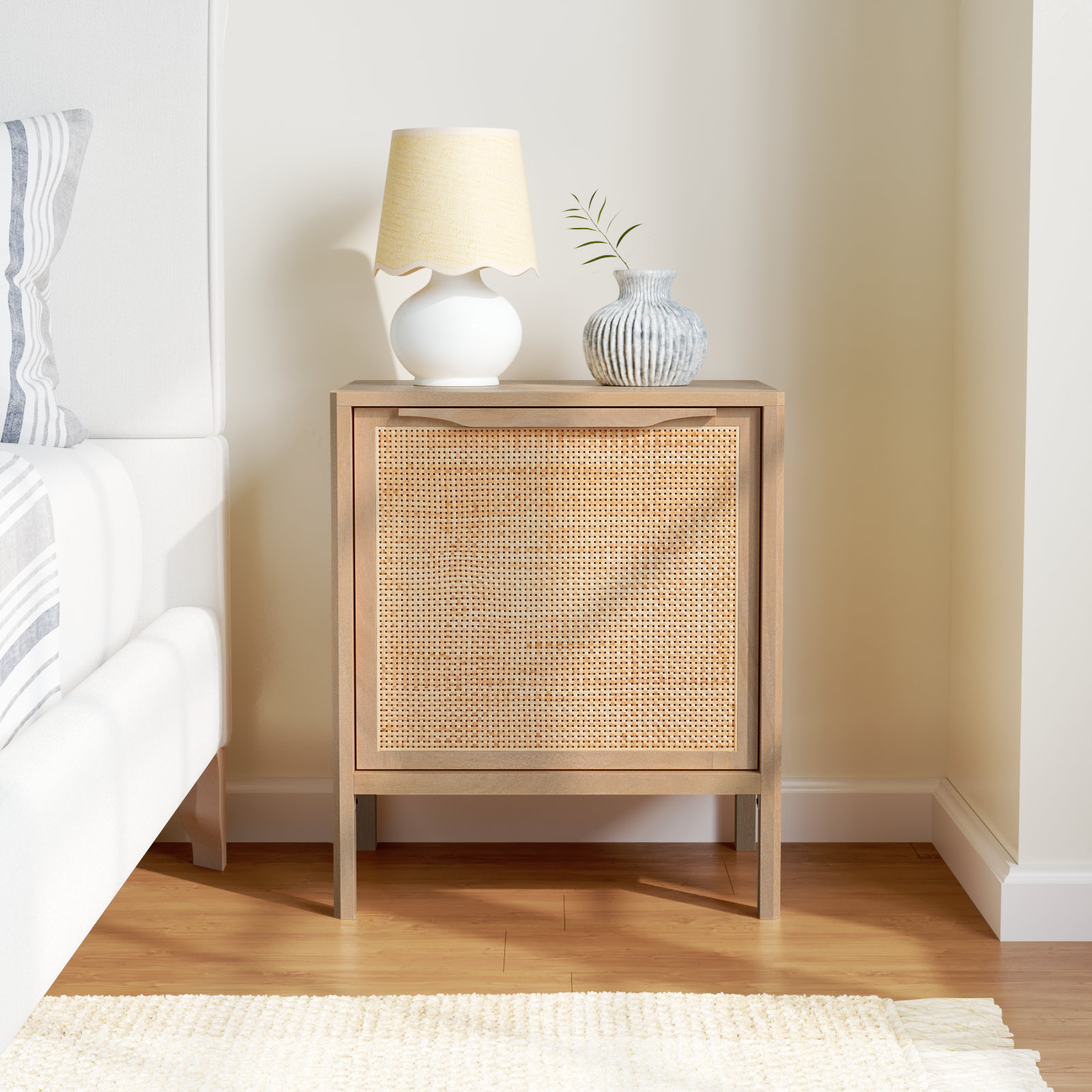 Nellie Cane Nightstand, Natural, Left
