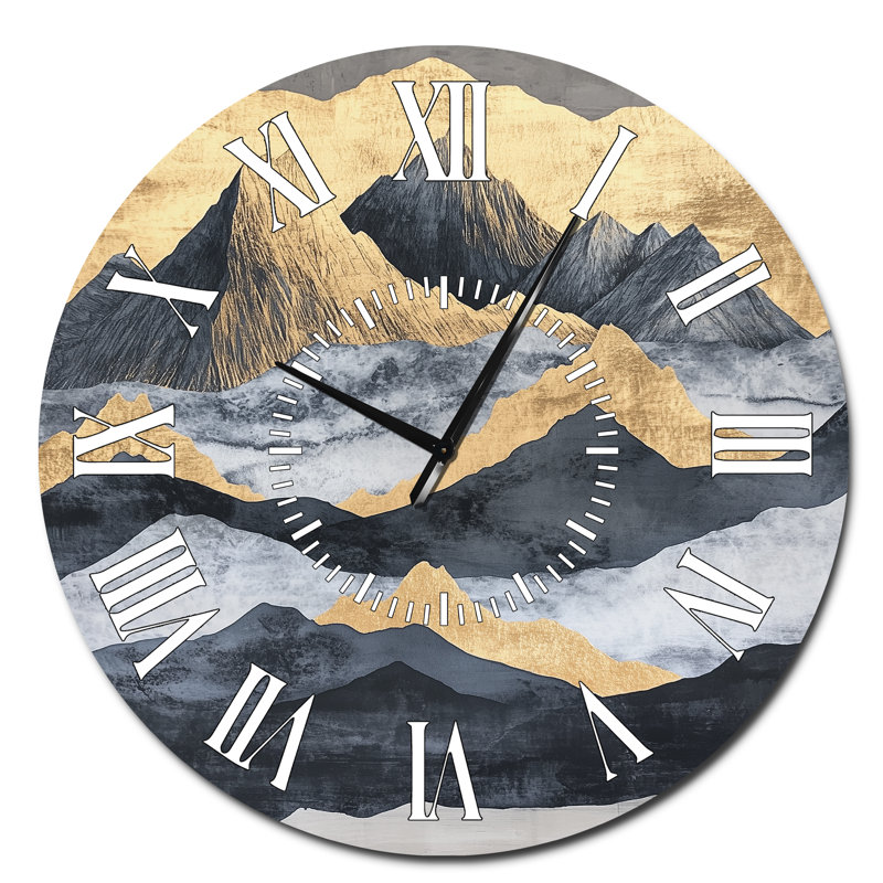 Horloge murale abstraite en métal Mountain Mirage, Surdimensionné