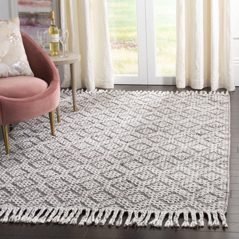 Tapis gris / noir en viscose / laine tissé à la main Natura, Rectangle 8 pi x 10 pi