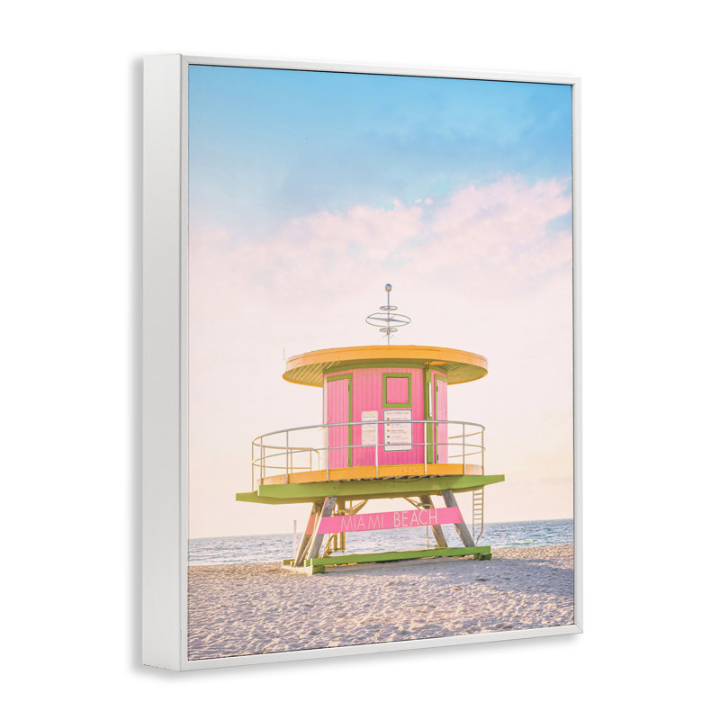 Giclée rose encadrée, par Sissi et Seb, H 30 po x l 24 po, Estampe numérique encadrée blanc bord de mer