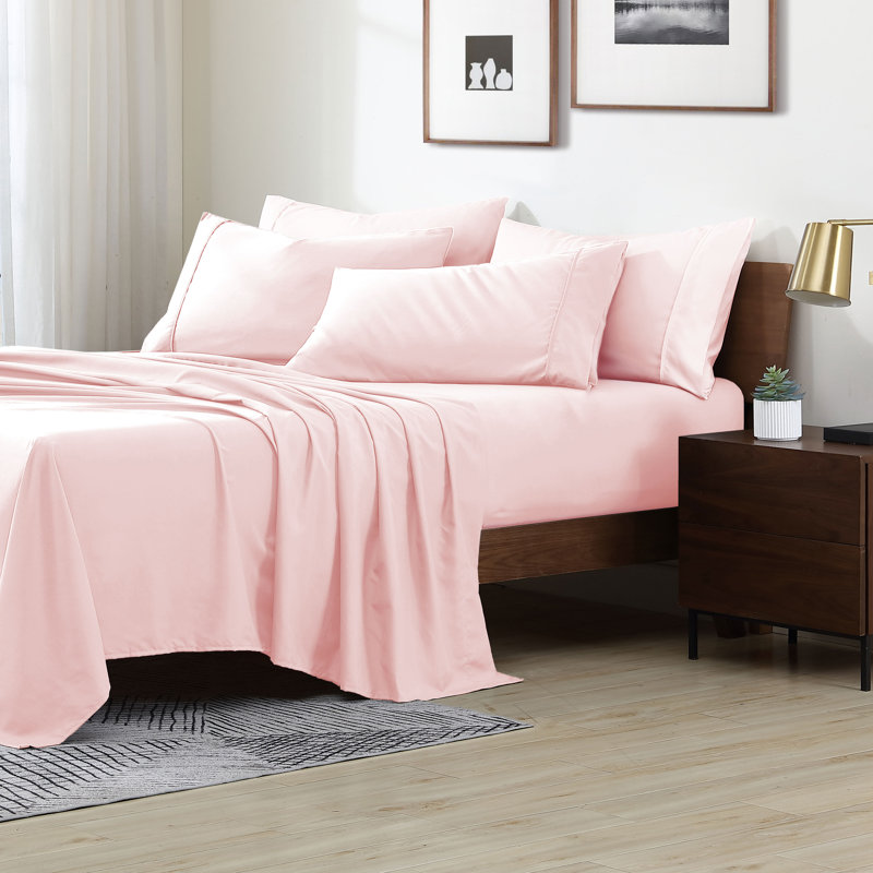 Swift Home Ultra-Soft 6-Piece Sheet Set with Extra Pillowcases - Essential 1800 Series Microfiber - Fits Mattress up to 14" Tall - Peach Fuzz, Durable, Easy Care