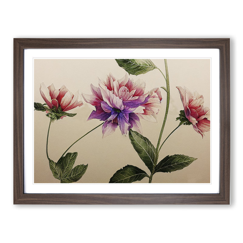 XH1022-9838X Flowers - Single Picture Frame Print, 34cm H x 46cm W x 2cm D, Walnut Framed