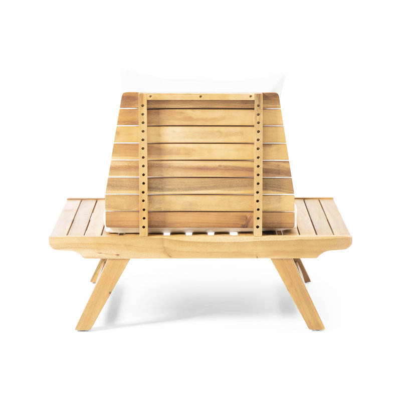 Wood Chair With Spill- Cover And Enlarged Seat - Club Waterproof Upholstery Large, Beige, Teak