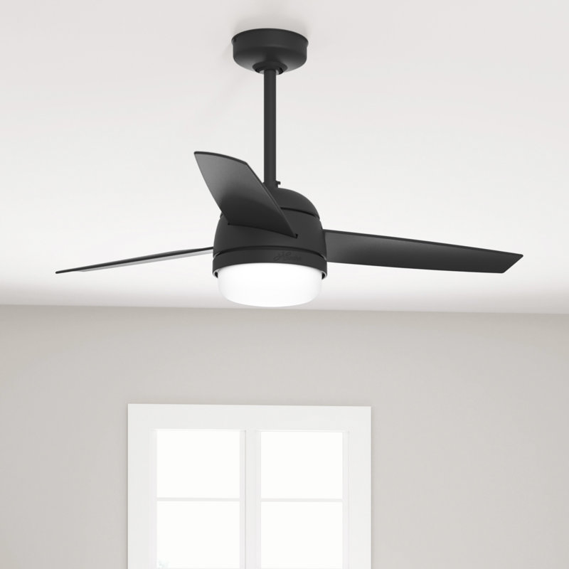Ventilateur de plafond standard 48 pouces à 3 pales avec télécommande et ensemble d'éclairage inclus Midtown, Noir mat