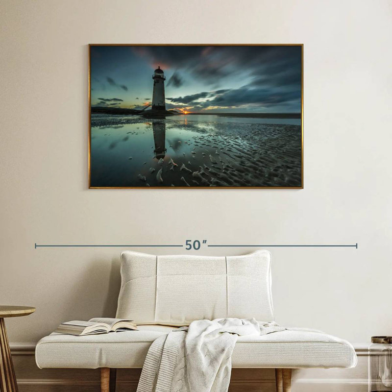 Phare de Point Of Ayr, Cadre flottant doré, 40 po x 27 po
