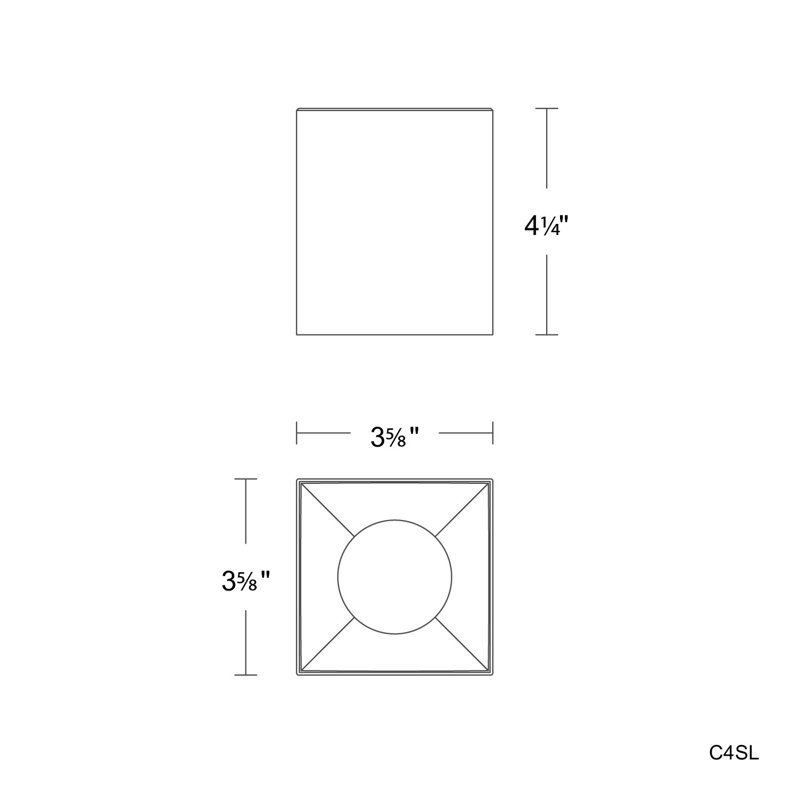 Plafonnier encastré sans cadre à DEL 5 lumières Zoron, H 4,25 po x l 3,63 po x P 3,63 po, Noir/chrome