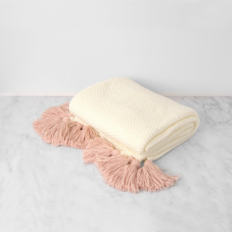  Jeté en tricot Big Tassel, Rose