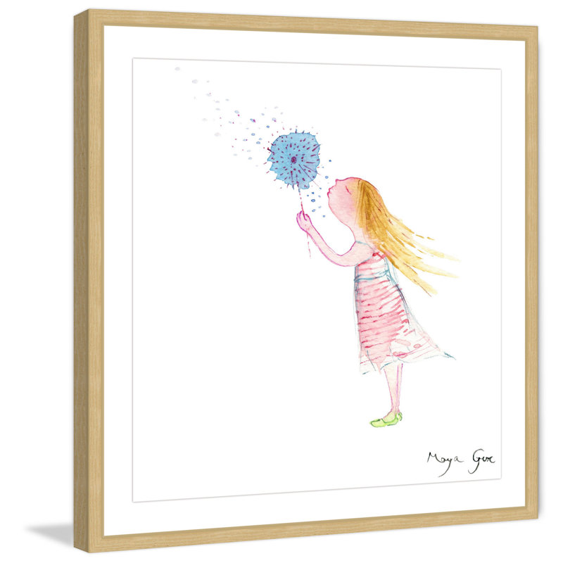 «Girl with Dandelion» par Maya Gur, reproduction encadrée, H 18 po x l 18 po x P 1,5 po