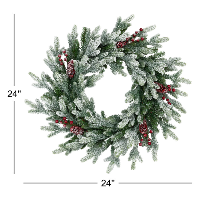 Real Touch Flocked Snowcap Grove Fir Artificial Christmas Wreath - 24" - Unlit