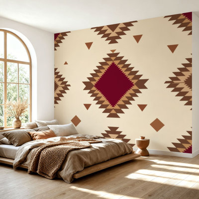 Wall Mural Peel and Stick Wallpaper Tribal southwestern native american navajo seamless Ethnic fashion Self-Adhesive Removable Contact Paper Wall Decor for Living Room Bedroom 69"H x 96"W