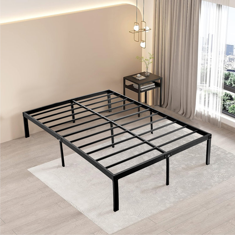 Madilee Full Metal Platform Bed Frame Heavy Duty Steel Slat Easy Assembly Mattress Foundation, Double (4'6)
