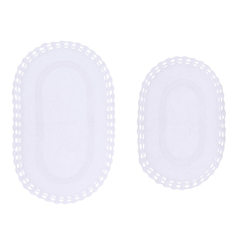 Tapis de bain réversible 100% coton lavable à la machine Hampton (ensemble de 2), Blanc