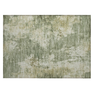 Machine Washable Indoor/Outdoor Xhevrie Sage Rug