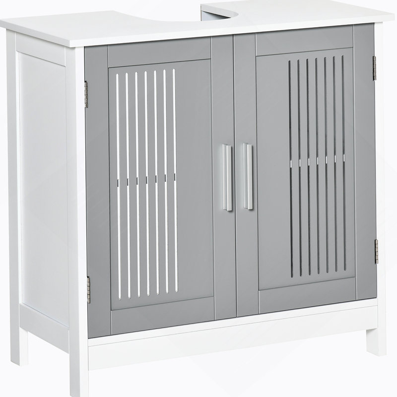 Armoire sous le lavabo avec portes, meuble-lavabo avec tablettes réglables