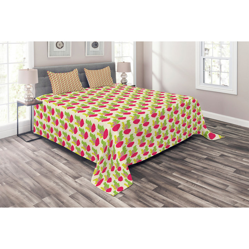 Vegetables Farmhouse / Country Geometric Shapes Coverlet, King Bedspread + 2 Shams