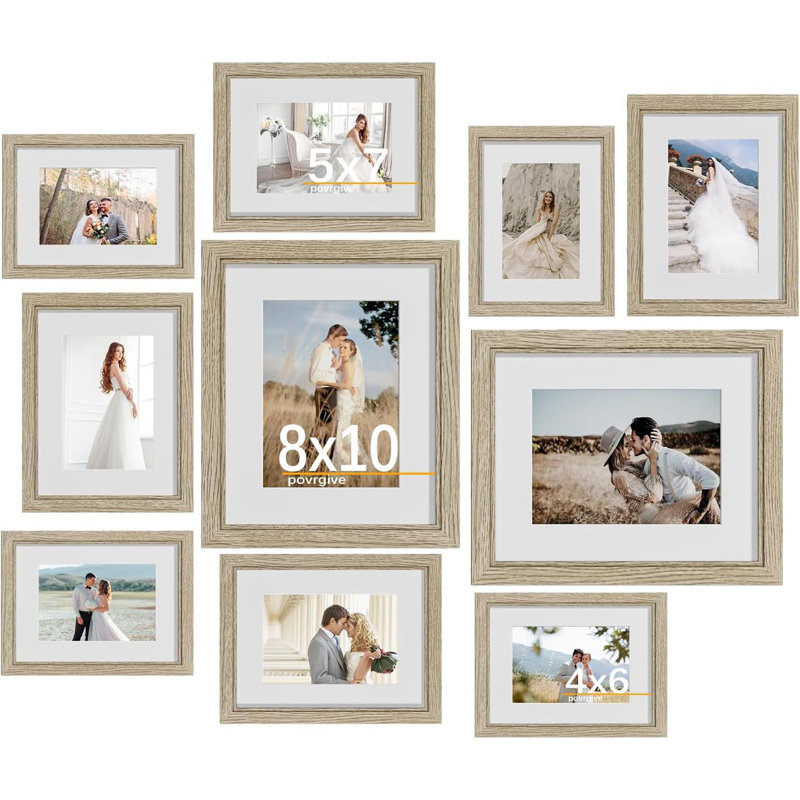10 Pack Picture Frames Collage Wall Decor - Gallery Wall Frame Set With Mat For Wall Mounting Or Tabletop Display, Including Two 8X10, Four 5X7, Four 4X6 Photo Frames, Real Glass