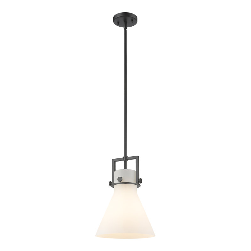 Luminaire suspendu avec tige 30 po Coterie, Blanc mat, Noir mat, H 13,63 po x l 10 po x P 10 po
