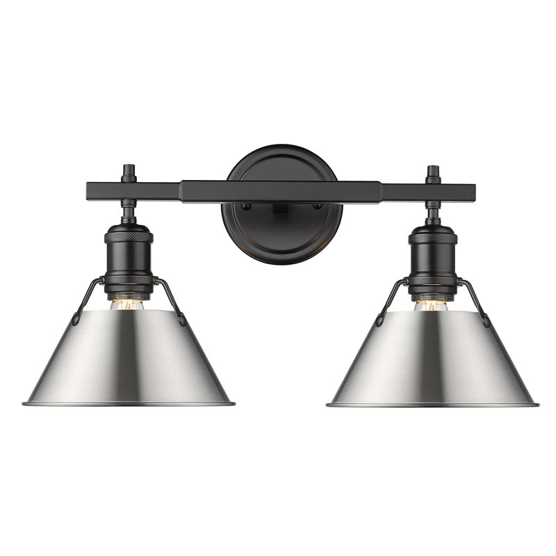 Felda Dimmable Steel Vanity Light, Pewter, Aged Brass, 2 Lights