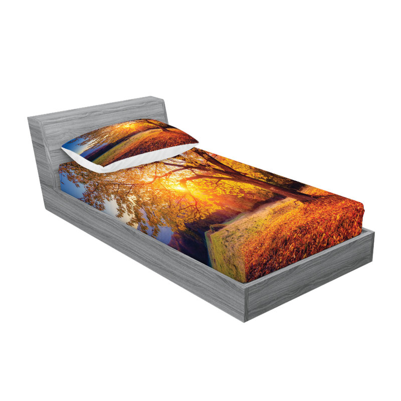 Drap-housse et coussin décoratif Ambesonne, Ensemble de draps pour lit simple + deux taies d'o