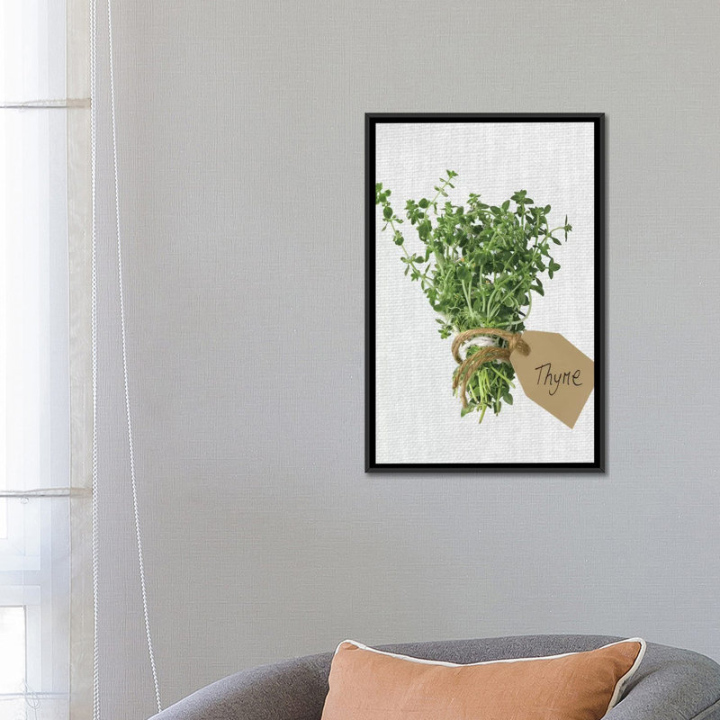 «Thyme», impression sur toile, H 26 po x l 18 po x P 1,5 po, Toile avec cadre noir, Pas de tapis