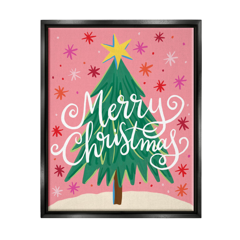 «Merry Christmas Starry - Floater Frame», impression sur toile, H 21 po x l 17 po x P 1,7 po, Cadre flottant noir de jais