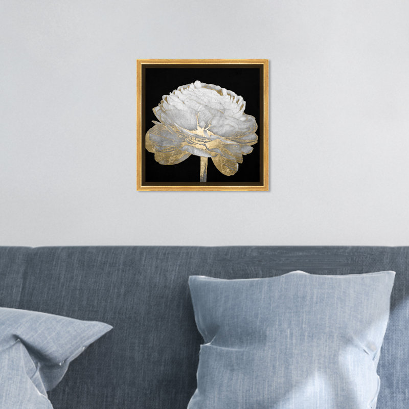 «Gold and Light Floral II Rose», impression sur toile tendue, H 12 po x l 12 po, Cadre doré
