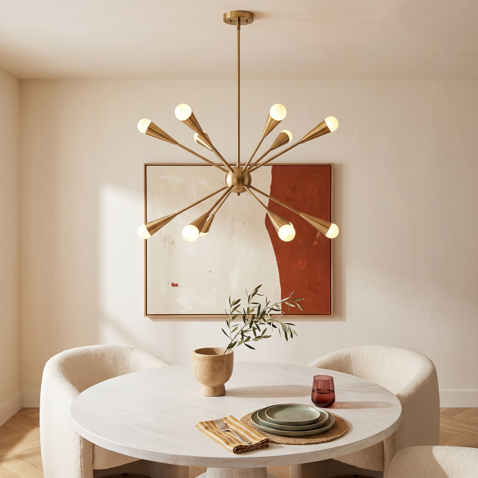 Addley Chandelier, Burnished Brass, 10 Lights