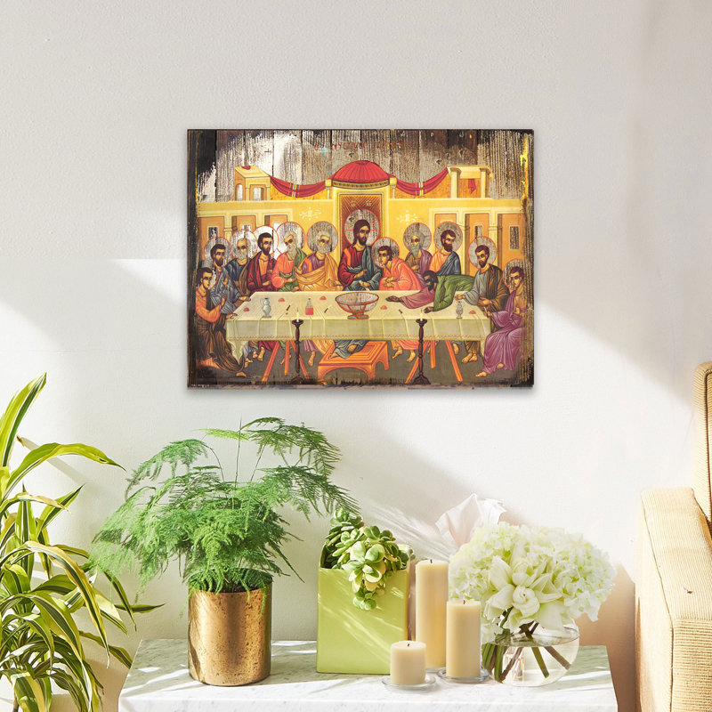 La Cène - peinture sur bois, 12" W x 16" H