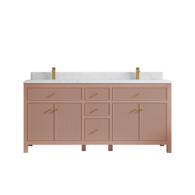 Sonoma 72 In. W X 22 In. D Double Sink Bathroom Vanity In Warm Terracotta With Quartz