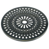 Red Barrel Studio 23.98" Cast Aluminum Lazy Susan Turntable, 360° Rotating Display Tray With Silent Bearings, Round Table Top Swivel Serving Plate With Umbrella Hole For Outdoor Dining Table, Lattice Style