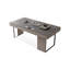 Bureau rectangulaire gris en pierre + bois manufacturé + acier avec 3 tiroirs-512743946