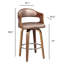 Tabouret de comptoir Mid-Century en métal doré rose avec bois courbé et similicuir