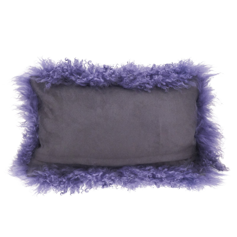 Housse et insert de coussin rectangulaire en laine d'agneau Iyana, Ultraviolet, H 12 po x l 20 po
