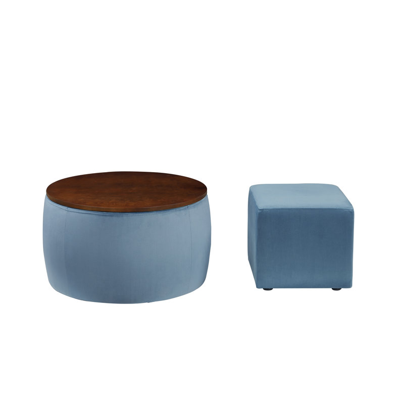 Banc de rangement en velours Jamin, Bleu