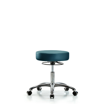Vinyl Stool Without Back Chrome - Desk Height With Casters In Storm Supernova Vinyl by Inbox Zero