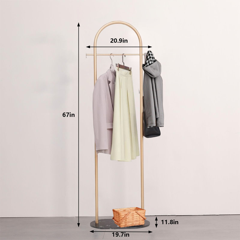 Coat Rack Freestanding With Marble Base, Black/Gold