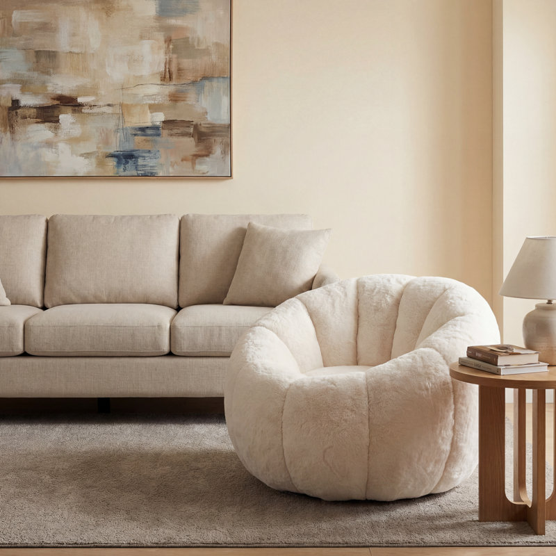  Fauteuil d'appoint rembourré Keck, Beige