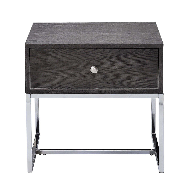 Table de bout moderne en chêne gris, avec construction et rangement offrant une modernité