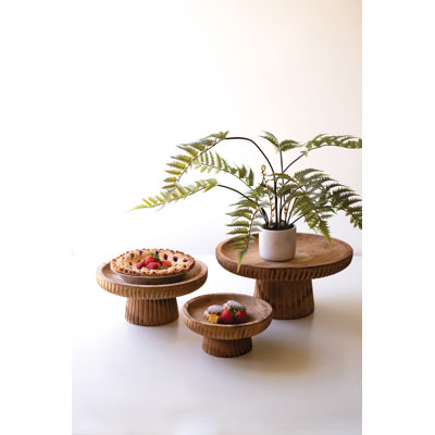 Kalalou Wood Serving Stands Set of 3 – Graduated Display Risers – 6.75" Tall