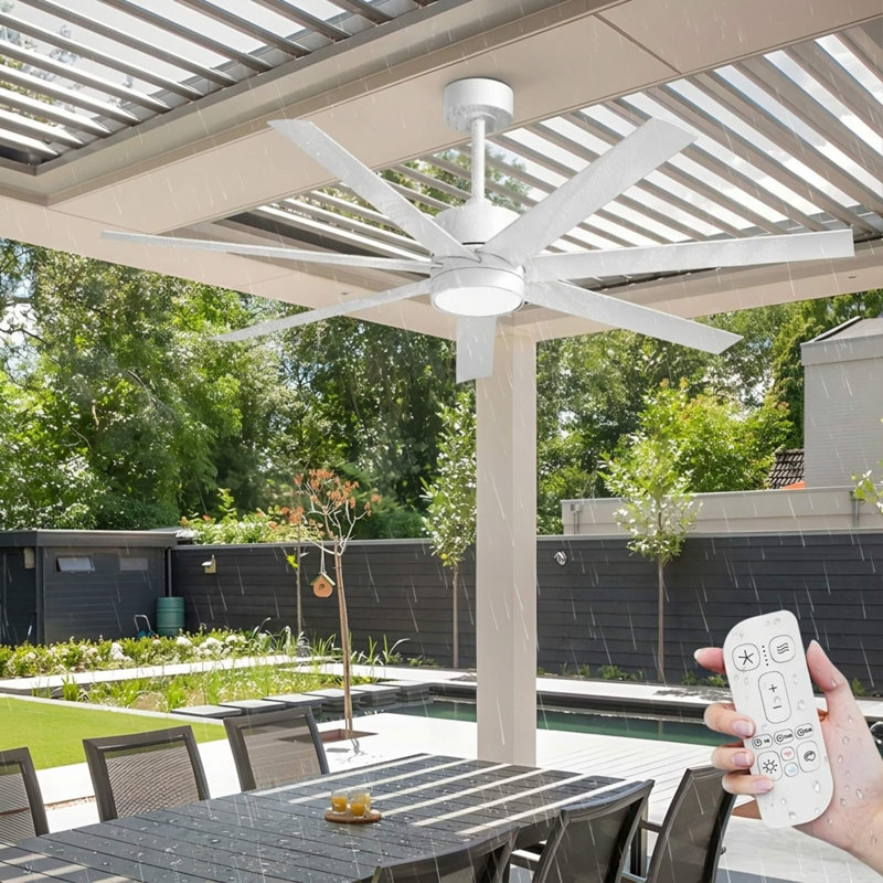 56"  Outdoor Ceiling Fans With Lights And Remote, Wet Rated Waterproof Ceiling Fan, 6-speed Dc Motor,  Modern Industrial Ceiling Fan Gazebo Fan For Porch Patios Pavilion(black&white)