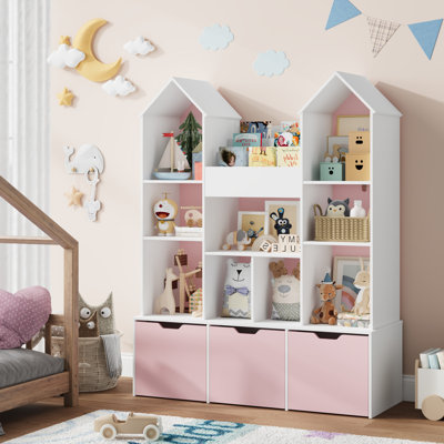 55.1" H Bookcase, 3-tier Book Rack, Storage Organizer With Drawers