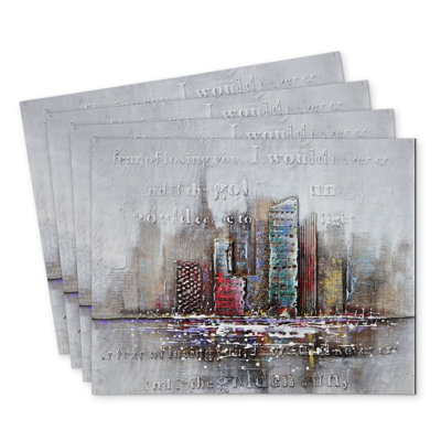 Cityscape Typography Polyester Roksanda Set of 4 - Home Decor