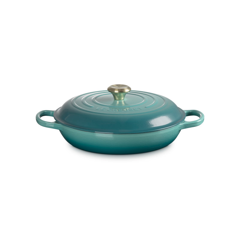 Le Creuset Signature Cast Iron Round Braiser, 5 Qt. - Blue Riviera, 5 quarts