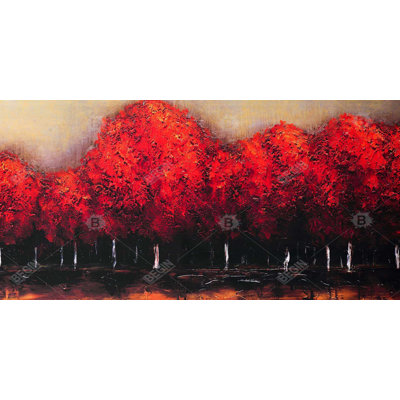 Red dark trees - 15.75"x31.50" Desk mat