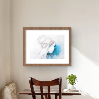 Aquarelle abstraite fille avec un chignon | Impression encadrée