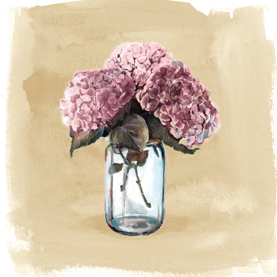 Hydrangeas Jar Pink - Wrapped Canvas Painting